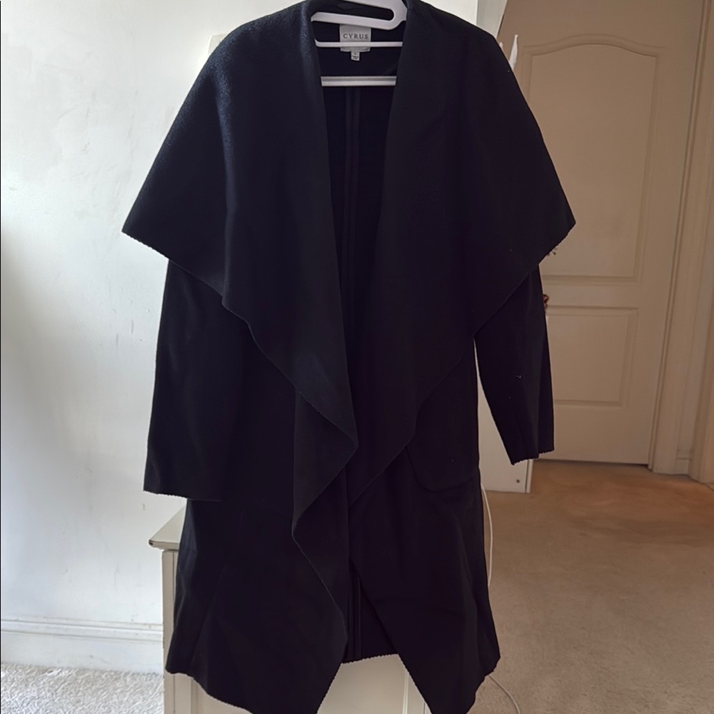 CYRUS Black Waterfall Pea Coat/ CardiCOAT